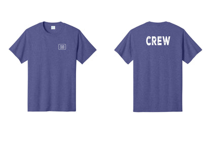 NYC Factory Custom Logo Crew T-Shirt, Rustic Lettering - Your Logo + Back - Heather Purple