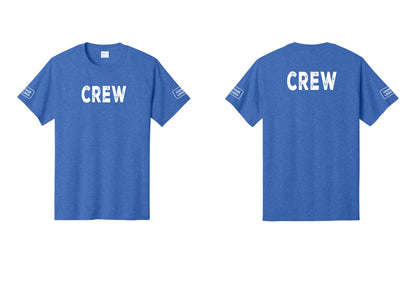NYC Factory Custom Work Crew Uniform Tee with Your Logo (Rustic) - Front + Back + Your Logo Sleeves - Heather Royal