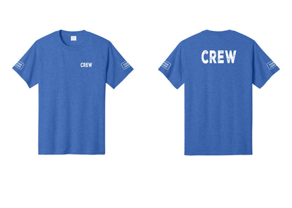 NYC Factory Custom Work Crew Uniform Tee with Your Logo (Rustic) - Chest + Back + Your Logo Sleeves - Heather Royal