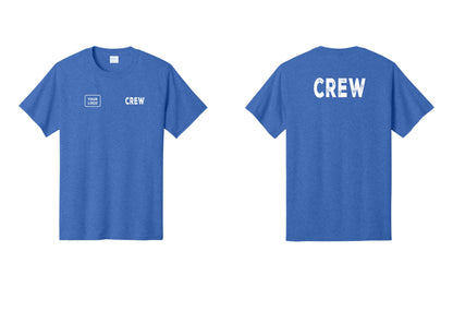 NYC Factory Custom Logo Crew T-Shirt, Rustic Lettering - CREW + Your Logo + Back - Heather Royal