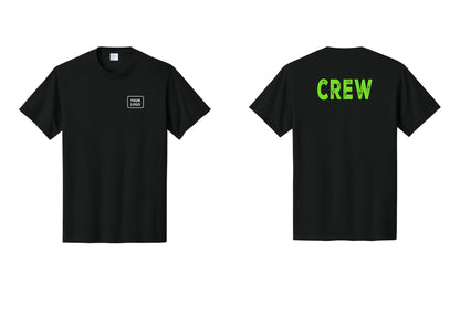 NYC Factory Custom Work Crew Uniform Tee with Your Logo (Rustic) - Your Logo + Back - Black / Neon