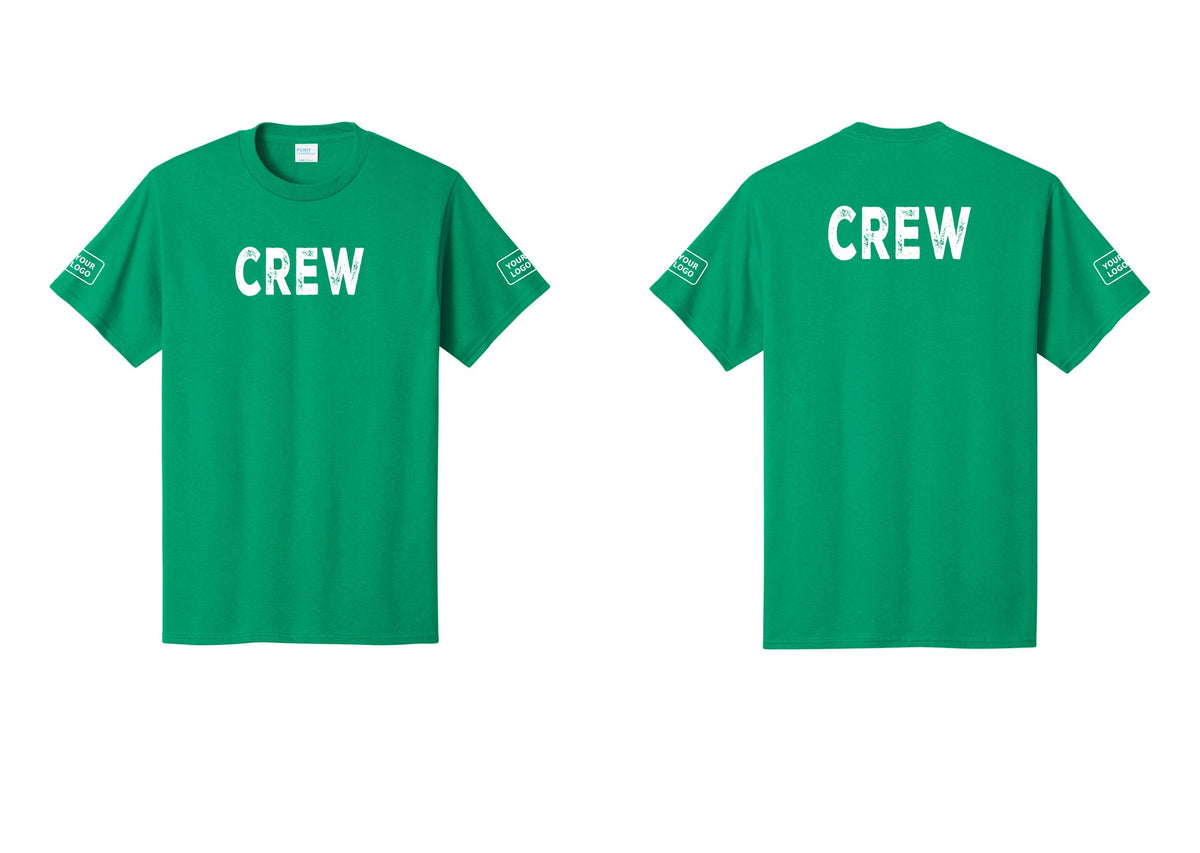 NYC Factory Custom Work Crew Uniform Tee with Your Logo (Rustic) - Front + Back + Your Logo Sleeves - Kelly