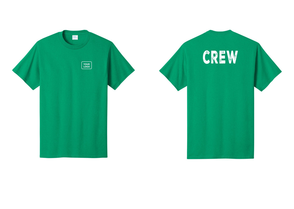 NYC Factory Custom Work Crew Uniform Tee with Your Logo (Rustic) - Your Logo + Back - Kelly