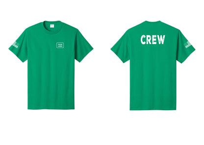 NYC Factory Custom Work Crew Uniform Tee with Your Logo (Rustic) - Your Logo + Back + US Flag Sleeve - Kelly