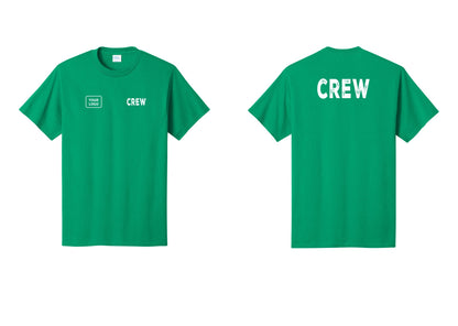 NYC Factory Custom Logo Crew T-Shirt, Rustic Lettering - CREW + Your Logo + Back - Kelly