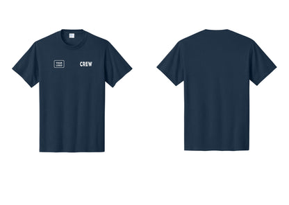 NYC Factory Custom Logo Crew T-Shirt, Rustic Lettering - CREW + Your Logo - Navy