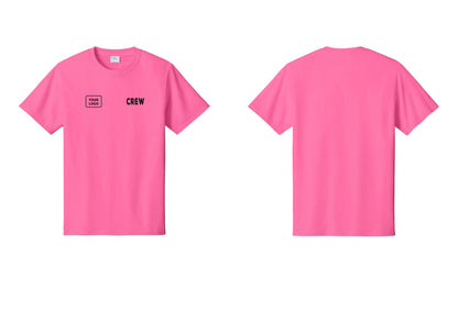 NYC Factory Custom Work Crew Uniform Tee with Your Logo (Rustic) - CREW + Your Logo - Neon Pink