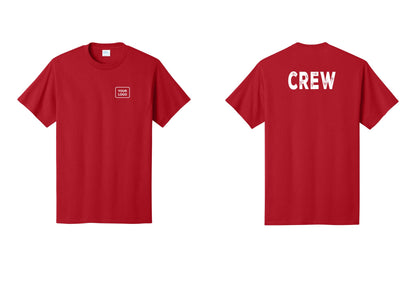 NYC Factory Custom Logo Crew T-Shirt, Rustic Lettering - Your Logo + Back - Red