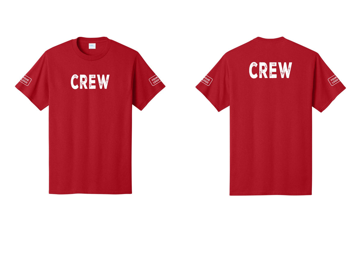 NYC Factory Custom Work Crew Uniform Tee with Your Logo (Rustic) - Front + Back + Your Logo Sleeves - Red