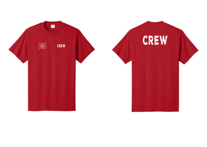 NYC Factory Custom Work Crew Uniform Tee with Your Logo (Rustic) - CREW + Your Logo + Back - Red