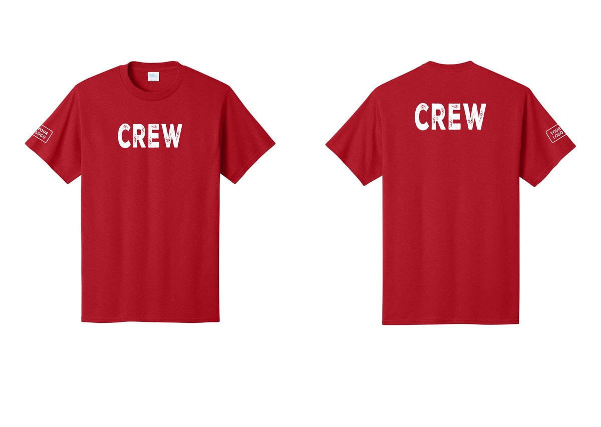 NYC Factory Custom Work Crew Uniform Tee with Your Logo (Rustic) - Front + Back + Your Logo Sleeve - Red
