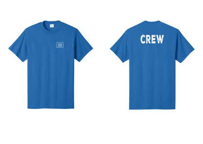 NYC Factory Custom Logo Crew T-Shirt, Rustic Lettering - Your Logo + Back - Royal
