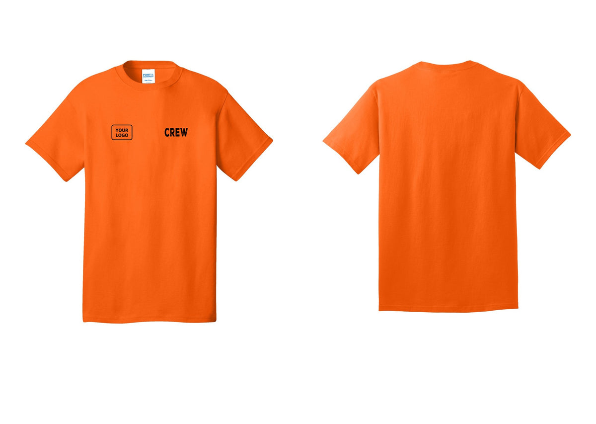 NYC Factory Custom Work Crew Uniform Tee with Your Logo (Rustic) - CREW + Your Logo - Safety Orange