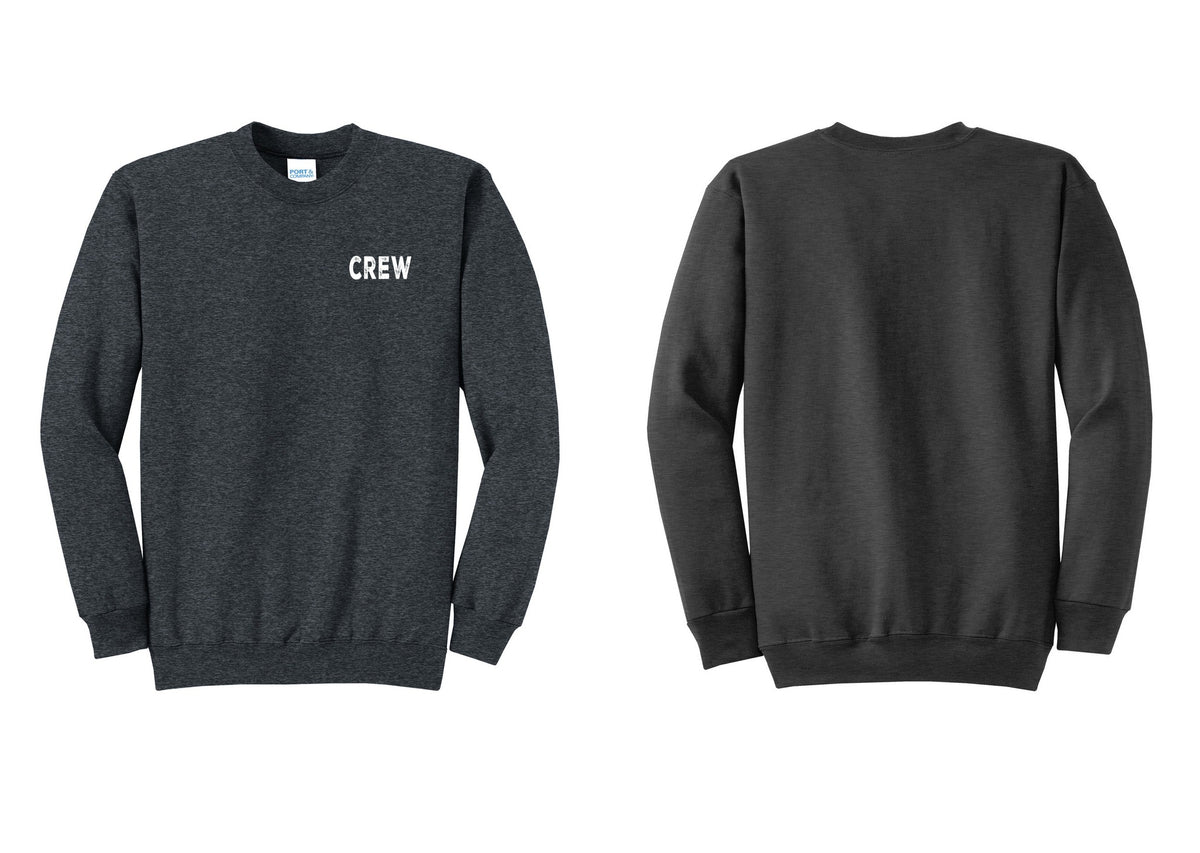 NYC Factory Crew Cotton Fleece Crewneck Sweatshirt for Event Staff & Production Teams (Rustic) - Chest Only - Dark Heather Grey