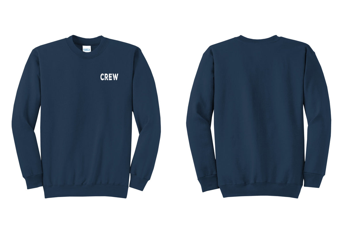 NYC Factory Crew Cotton Fleece Crewneck Sweatshirt for Event Staff & Production Teams (Rustic) - Chest Only - Navy