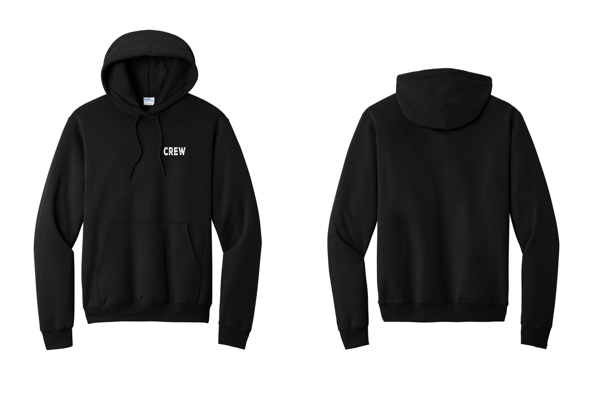 NYC Factory Crew Cotton Fleece Pullover Hoodie for Event Staff & Production Teams (Rustic) - Chest Only - Black