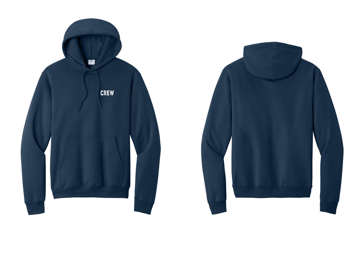 NYC Factory Crew Cotton Fleece Pullover Hoodie for Event Staff & Production Teams (Rustic) - Chest Only - Navy