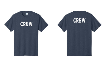 NYC Factory Crew T-Shirt, Rustic Lettering - Front + Back - Heather Navy