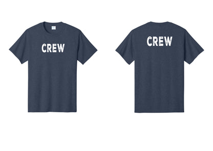 NYC Factory Crew T-Shirt for Event Staff & Production Teams (Rustic) - Front + Back - Heather Navy