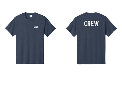 NYC Factory Crew T-Shirt for Event Staff & Production Teams (Rustic) - Chest + Back - Heather Navy