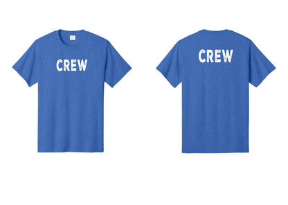NYC Factory Crew T-Shirt for Event Staff & Production Teams (Rustic) - Front + Back - Heather Royal