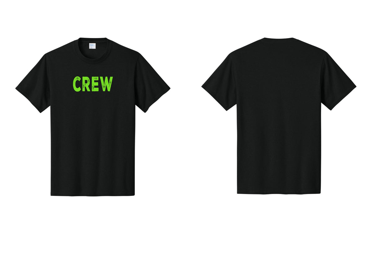 NYC Factory Crew T-Shirt for Event Staff & Production Teams (Rustic) - Front Only - Black / Neon