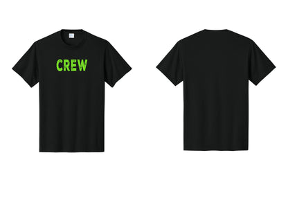 NYC Factory Crew T-Shirt for Event Staff & Production Teams (Rustic) - Front Only - Black / Neon