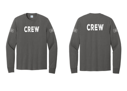 NYC Factory Custom Work Crew Uniform Cotton Long Sleeve Tee with Your Logo (Rustic) - Front + Back + Your Logo Sleeves - Charcoal