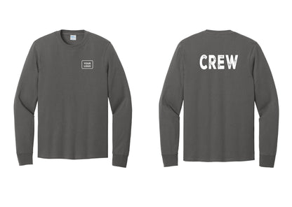 NYC Factory Custom Work Crew Uniform Cotton Long Sleeve Tee with Your Logo (Rustic) - Your Logo + Back - Charcoal