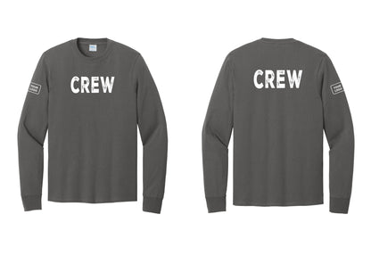NYC Factory Custom Work Crew Uniform Cotton Long Sleeve Tee with Your Logo (Rustic) - Front + Back + Your Logo Sleeve - Charcoal
