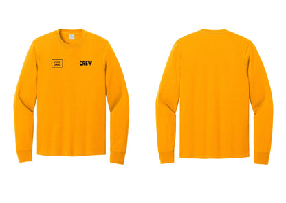 NYC Factory Custom Work Crew Uniform Cotton Long Sleeve Tee with Your Logo (Rustic) - CREW + Your Logo - Gold