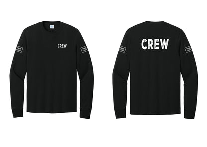 NYC Factory Custom Work Crew Uniform Cotton Long Sleeve Tee with Your Logo (Rustic) - Chest + Back + Your Logo Sleeves - Black
