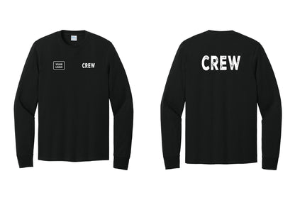 NYC Factory Custom Work Crew Uniform Cotton Long Sleeve Tee with Your Logo (Rustic) - CREW + Your Logo + Back - Black