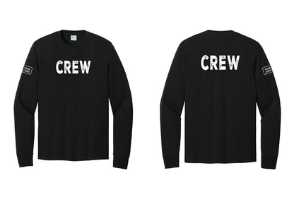 NYC Factory Custom Work Crew Uniform Cotton Long Sleeve Tee with Your Logo (Rustic) - Front + Back + Your Logo Sleeve - Black
