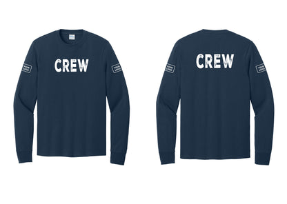 NYC Factory Custom Work Crew Uniform Cotton Long Sleeve Tee with Your Logo (Rustic) - Front + Back + Your Logo Sleeves - Navy