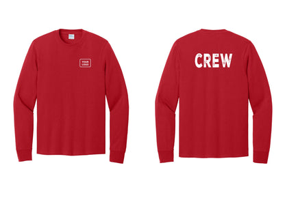 NYC Factory Custom Work Crew Uniform Cotton Long Sleeve Tee with Your Logo (Rustic) - Your Logo + Back - Red