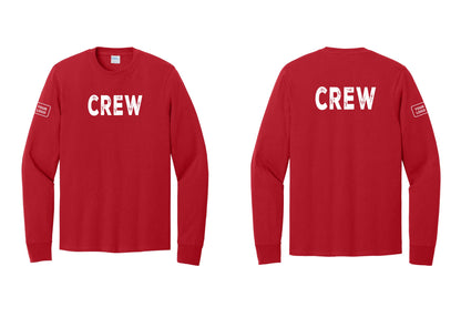 NYC Factory Custom Work Crew Uniform Cotton Long Sleeve Tee with Your Logo (Rustic) - Front + Back + Your Logo Sleeve - Red