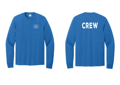 NYC Factory Custom Work Crew Uniform Cotton Long Sleeve Tee with Your Logo (Rustic) - Your Logo + Back - Royal