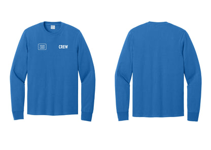 NYC Factory Custom Work Crew Uniform Cotton Long Sleeve Tee with Your Logo (Rustic) - CREW + Your Logo - Royal