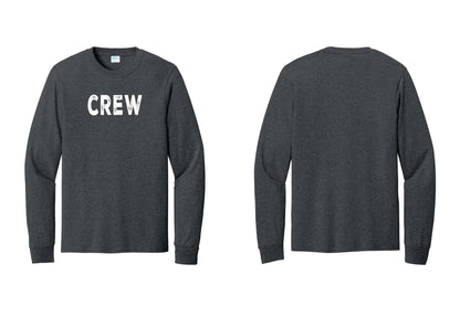 NYC Factory Crew Cotton Long Sleeve T-Shirt for Event Staff & Production Teams (Rustic) - Front Only - Dark Heather Grey