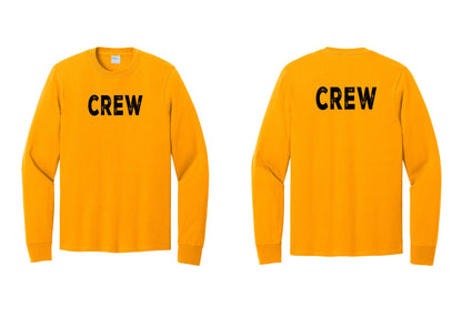 NYC Factory Crew Cotton Long Sleeve T-Shirt for Event Staff & Production Teams (Rustic) - Front + Back - Gold