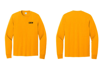 NYC Factory Crew Cotton Long Sleeve T-Shirt for Event Staff & Production Teams (Rustic) - Chest Only - Gold