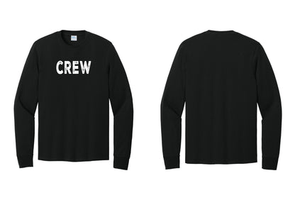 NYC Factory Crew Cotton Long Sleeve T-Shirt for Event Staff & Production Teams (Rustic) - Front Only - Black