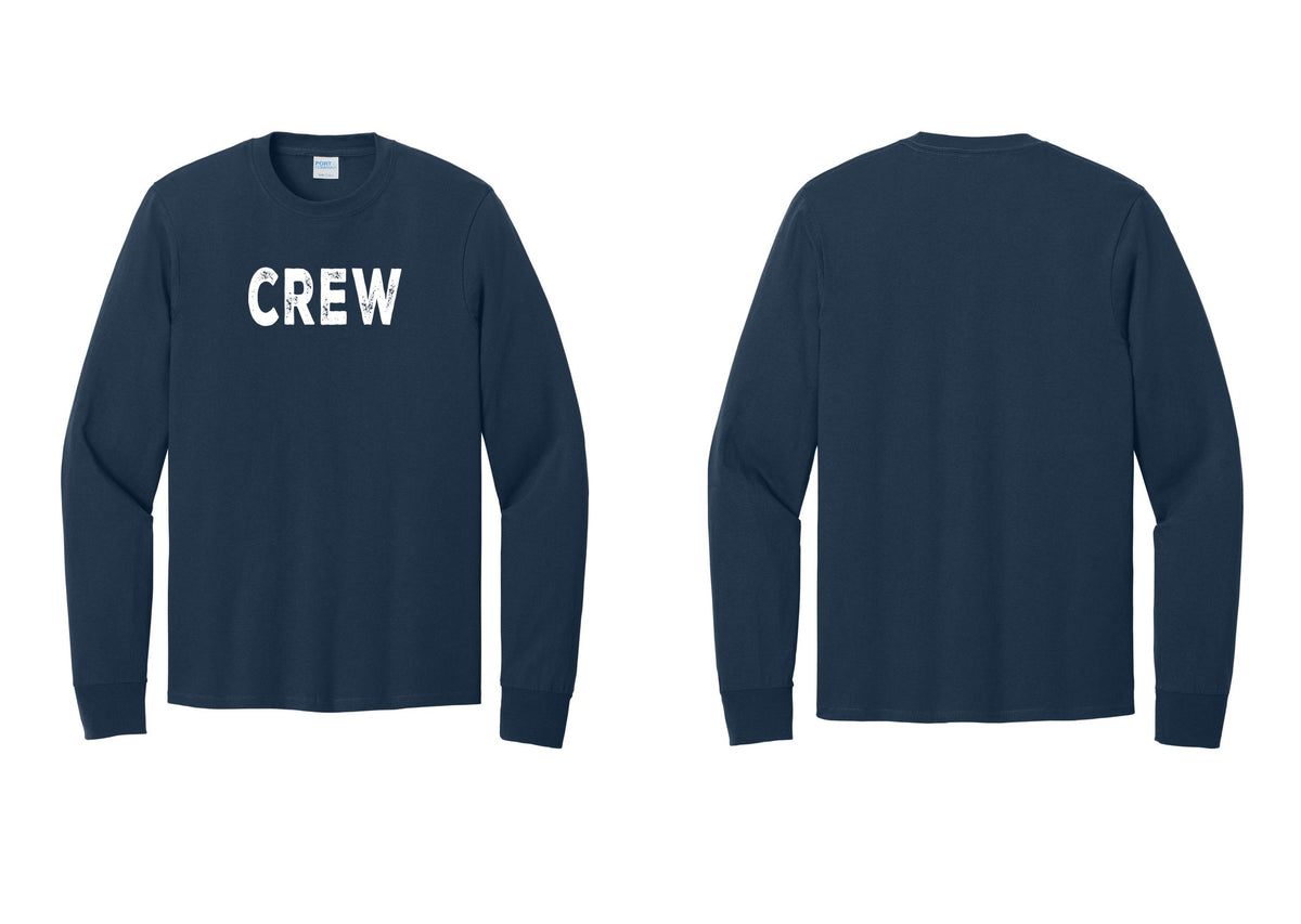 NYC Factory Crew Cotton Long Sleeve T-Shirt for Event Staff & Production Teams (Rustic) - Front Only - Navy