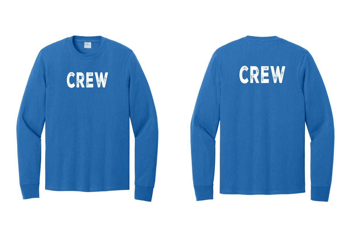 NYC Factory Crew Cotton Long Sleeve T-Shirt for Event Staff & Production Teams (Rustic) - Front + Back - Royal