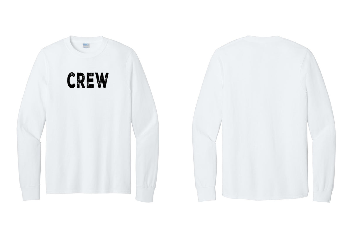 NYC Factory Crew Cotton Long Sleeve T-Shirt for Event Staff & Production Teams (Rustic) - Front Only - White