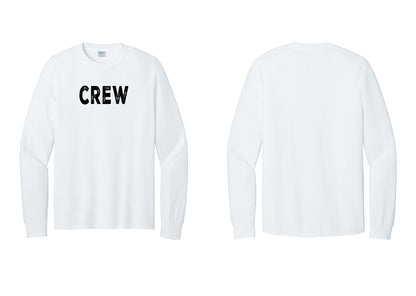 NYC Factory Crew Cotton Long Sleeve T-Shirt for Event Staff & Production Teams (Rustic) - Front Only - White