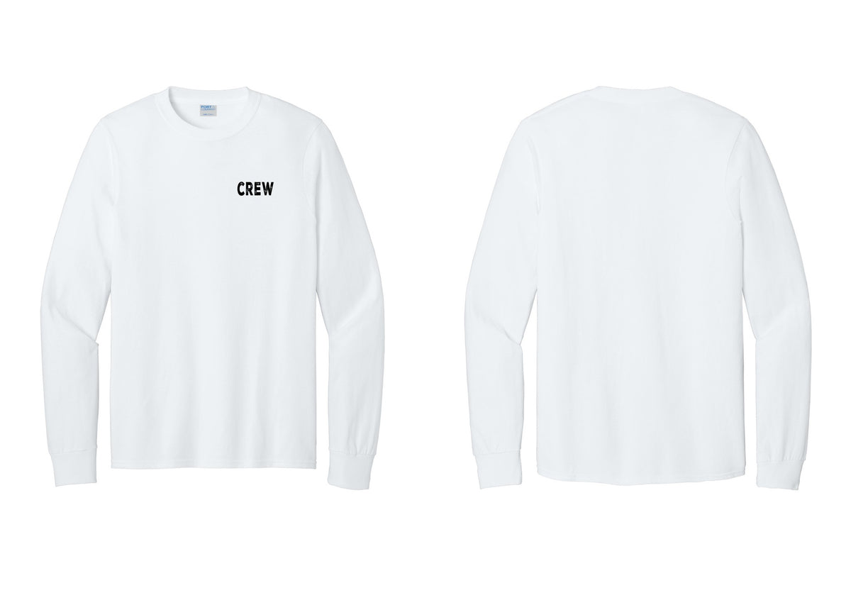 NYC Factory Crew Cotton Long Sleeve T-Shirt for Event Staff & Production Teams (Rustic) - Chest Only - White
