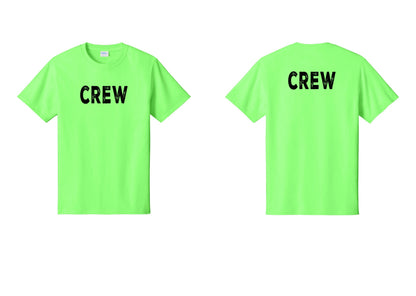 NYC Factory Crew T-Shirt, Rustic Lettering - Front + Back - Neon Green