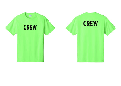 NYC Factory Crew T-Shirt for Event Staff & Production Teams (Rustic) - Front + Back - Neon Green